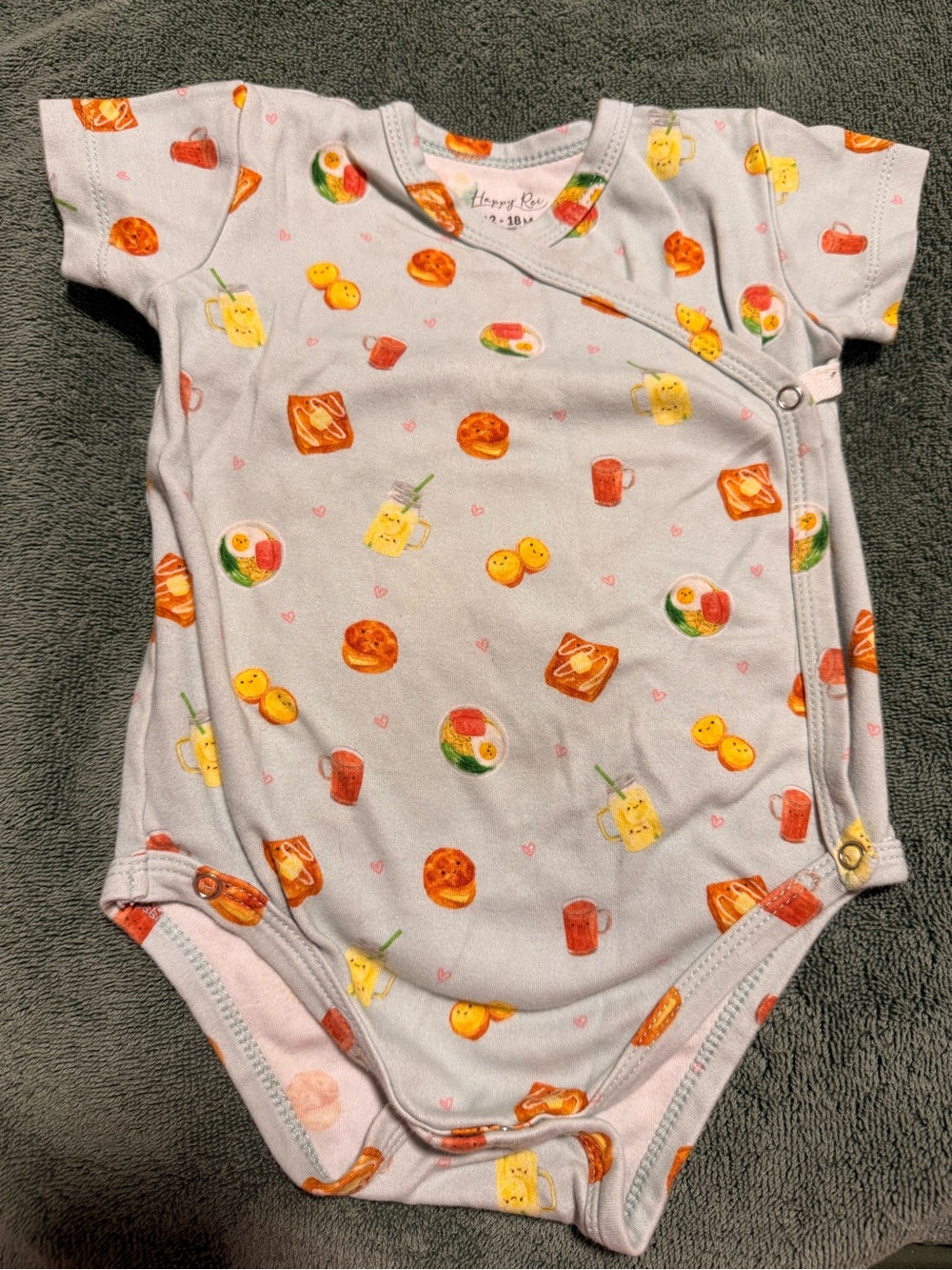 Baby Blue One-Piece with Breakfast Print
